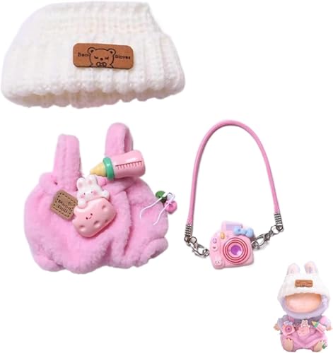 Kleidung für 6,7 Zoll Plüschpuppen für Labubu,Labubu Puppenkleidung,Handgemachte gehäkelte Puppenkleidung,Elegante Kleidung für Labubu-Puppen (keine Puppe) (ROSA4) von AILIKIWE