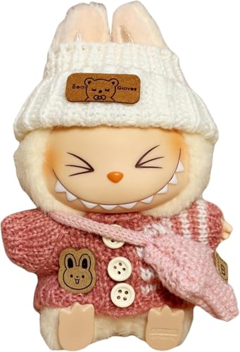 Kleidung für 6,7 Zoll Plüschpuppen für Labubu,Labubu Puppenkleidung,Handgemachte gehäkelte Puppenkleidung,Elegante Kleidung für Labubu-Puppen (keine Puppe) (Rosa) von AILIKIWE
