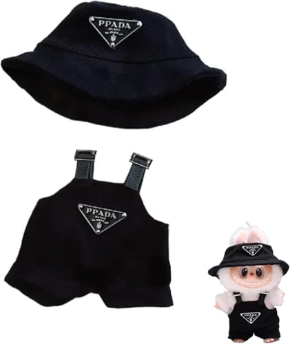 Kleidung für 6,7-Zoll-Plüschpuppen für Labubu,Labubu Puppenkleidung,Handgemachte gehäkelte Puppenkleidung,Elegante Kleidung für Labubu-Puppen (keine Puppe) (Schwarz) von AILIKIWE