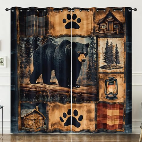 AILONEN Rustikaler Fenstervorhang für Kinder, Jungen, Mädchen, Wildtier-Thema, Jagd, 132,1 x 160 cm (B x H), Fenstervorhänge, 2 Paneele für Schlafzimmer, Schwarz von AILONEN