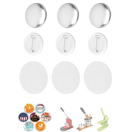 AILOOCEDI 100 Sets Pin-Back-Button-Teile, Metall-Pin, DIY, Leeres Abzeichen-Set für Kleidung, Rucksäcke, Hüte, Geeignet für Schulveranstaltungen, Namensschilder, Souvenirs (32MM) von AILOOCEDI