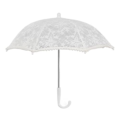 AILOOCEDI Weißer Spitzenschirm, Vintage-Stil, Hochzeit, Braut, Fotokostüm, Fotografie-Requisiten (51322-A) von AILOOCEDI