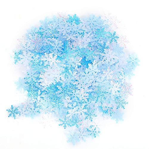 Weißer und Blauer Winter-Konfetti-Schnee, 1 Packung Schneeflocken-Konfetti-Dekoration, Weihnachten, Vliesstoff, Blau-Weiß-AB-Mischfarbe, 15 Mm von AILOOCEDI