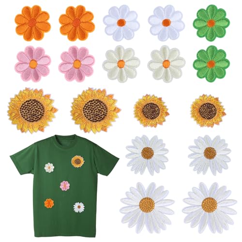 18 Stück Patches zum Aufbügeln, Bunte Blumen zum Aufbügeln, Gänseblümchen Sonnenblumen Aufnäher zum Aufbügeln, Stickerei Flicken zum Aufbügeln für Kleidung, Hosen, Taschen 18 Stück Patches zum Aufbügeln, Bunte Blumen zum Aufbügeln, Gänseblümchen Sonnenblumen Aufnäher zum Aufbügeln, Stickerei Flicken zum Aufbügeln für Kleidung, Hosen, Taschen von AILUYA