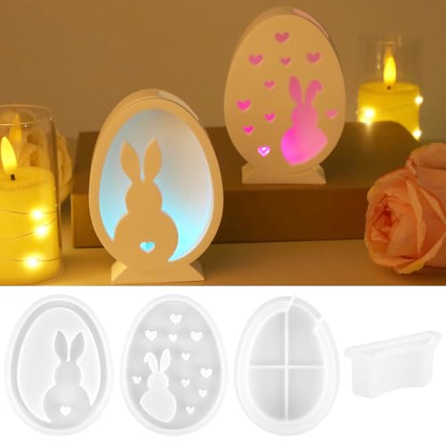 2 Stück Silikonformen Gießformen Ostern, Silikonform Ostern Eierhase, Kreativ Gips Gießen Formen, Silikonform Kerzenhalter für DIY Kerzen, Handwerk, Ostern Dekoration 2 Stück Silikonformen Gießformen Ostern, Silikonform Ostern Eierhase, Kreativ Gips Gießen Formen, Silikonform Kerzenhalter für DIY Kerzen, Handwerk, Ostern Dekoration von AILUYA