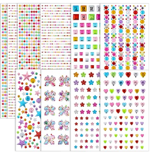 4200+ Stück Glitzersteine Selbstklebend, 10 Blätter Strasssteine Selbstklebend, Acryl Bunt Glitzersteine zum Basteln, Glitzersteine Gesicht für Make-Up, DIY, Augen, Nagel, Verschiedene Formen, Größen 4200+ Stück Glitzersteine Selbstklebend, 10 Blätter Strasssteine Selbstklebend, Acryl Bunt Glitzersteine zum Basteln, Glitzersteine Gesicht für Make-Up, DIY, Augen, Nagel, Verschiedene Formen, Größen von AILUYA