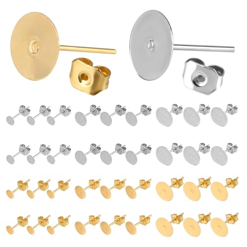 600 Paar/1200 Stk Ohrstecker Rohlinge, Edelstahl Ohrring Stopper, DIY Ohrringe Selber Machen Set, 4/6/8 mm Flache Runde Metall Ohrstecker mit Ohrring Verschlüsse für DIY Ohrringe Schmuckherstellung 600 Paar/1200 Stk Ohrstecker Rohlinge, Edelstahl Ohrring Stopper, DIY Ohrringe Selber Machen Set, 4/6/8 mm Flache Runde Metall Ohrstecker mit Ohrring Verschlüsse für DIY Ohrringe Schmuckherstellung von AILUYA