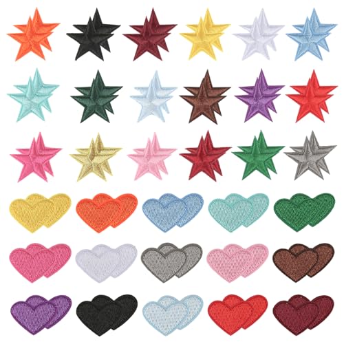 66 Stück Herz Aufnäher zum Aufbügeln, Stern Bügelflicken, DIY Aufbügler, bestickte Aufnäher zum Aufbügeln, bunt Patches mit Schmelzkleber für T-Shirts, Jeans, Röcke, Hüte, Kleidung, Reparaturen 66 Stück Herz Aufnäher zum Aufbügeln, Stern Bügelflicken, DIY Aufbügler, bestickte Aufnäher zum Aufbügeln, bunt Patches mit Schmelzkleber für T-Shirts, Jeans, Röcke, Hüte, Kleidung, Reparaturen von AILUYA