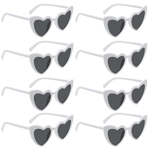AILUYA 8 Stück Retro Herz Sonnenbrille, Weiß Sonnenbrille Herzform, Hippie Herzform Brille mit UV375-Schutz, Sonnenbrille Herz für Party, Hochzeit AILUYA 8 Stück Retro Herz Sonnenbrille, Weiß Sonnenbrille Herzform, Hippie Herzform Brille mit UV375-Schutz, Sonnenbrille Herz für Party, Hochzeit von AILUYA
