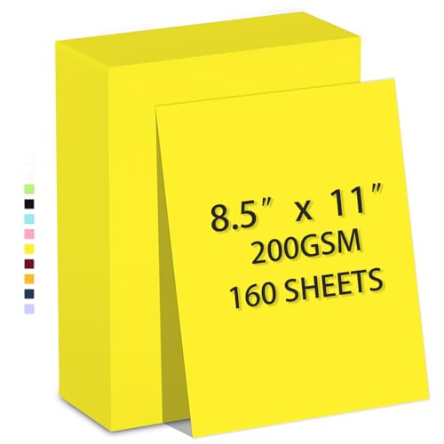 160 Blatt Kartonpapier, 21,6 x 27,9 cm, schweres Gewicht, 200 g/m², gelbes Papier, Druck, Basteln, Einladungen, glattes Druckerpapier, Großpackpapier, Heimwerker und professionelle Nutzung 160 Blatt Kartonpapier, 21,6 x 27,9 cm, schweres Gewicht, 200 g/m², gelbes Papier, Druck, Basteln, Einladungen, glattes Druckerpapier, Großpackpapier, Heimwerker und professionelle Nutzung von AILZFEI
