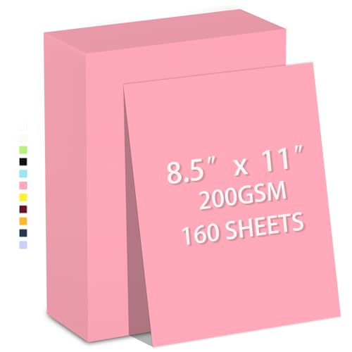 160 Blatt Kartonpapier, 21,6 x 27,9 cm, schweres Gewicht, 200 g/m², rosafarbenes Kartonpapier, zum Basteln, für Einladungen, glattes Druckerpapier, Großpackpapier, Heimwerker und professionelle 160 Blatt Kartonpapier, 21,6 x 27,9 cm, schweres Gewicht, 200 g/m², rosafarbenes Kartonpapier, zum Basteln, für Einladungen, glattes Druckerpapier, Großpackpapier, Heimwerker und professionelle von AILZFEI