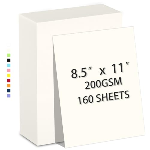 160 Blatt Kartonpapier, 8,5 x 11 cm, schweres Gewicht, 200 g/m², cremefarben, Kartenpapier, Druck, Basteln, Einladungen, glatter Druckerkarton, Papier, Bulk-Baupapier, DIY und professionelle Nutzung 160 Blatt Kartonpapier, 8,5 x 11 cm, schweres Gewicht, 200 g/m², cremefarben, Kartenpapier, Druck, Basteln, Einladungen, glatter Druckerkarton, Papier, Bulk-Baupapier, DIY und professionelle Nutzung von AILZFEI
