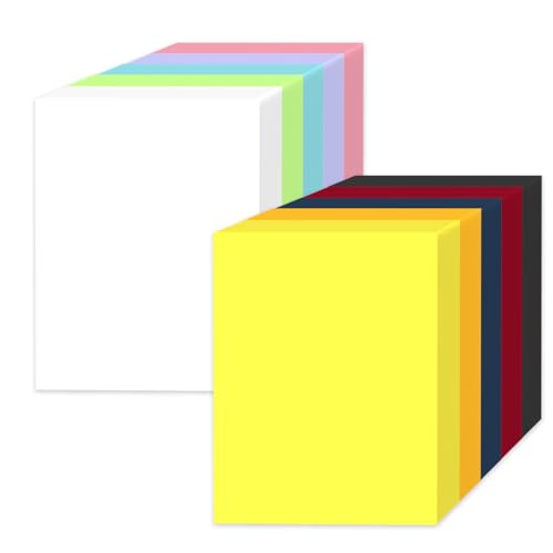 200 Blatt kräftige gemischte Farben, Baupapier, 21,6 x 27,9 cm, Premium-Gewicht, 200 g/m², 10 verschiedene Farben, Kartenpapier, Bastelarbeiten, Schulbedarf, Einladungsgrußkarten von AILZFEI
