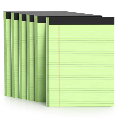 AILZFEI 300 Blatt grüne Rechtsblöcke, 21,6 x 27,9 cm, College-Papier, 6er-Pack, schmal, liniert, 50 Blatt pro Notizblock, perforierter Schreibblock, langlebig, stabile Rückseite, 20,3 x 28,9 cm AILZFEI 300 Blatt grüne Rechtsblöcke, 21,6 x 27,9 cm, College-Papier, 6er-Pack, schmal, liniert, 50 Blatt pro Notizblock, perforierter Schreibblock, langlebig, stabile Rückseite, 20,3 x 28,9 cm von AILZFEI