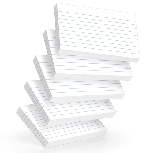 Weiße Karteikarten, 7,6 x 12,7 cm, 180 g/m², schwere Karteikarte (je 50 Blatt), langlebig und tragbar, für Studenten, Lehrer, Lernkarteikarten für Büro, Zuhause, Schulbedarf, 250 Stück von AILZFEI