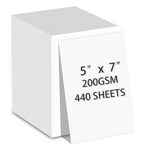 Weißes Premium-Kartonpapier (12,7 x 17,8 cm) – 440 Blatt, 200 g/m² – schwerer Karton für Drucker, Basteln, Einladungen, glattes Druckerpapier, Großkarton für Heimwerker und professionelle Nutzung von AILZFEI