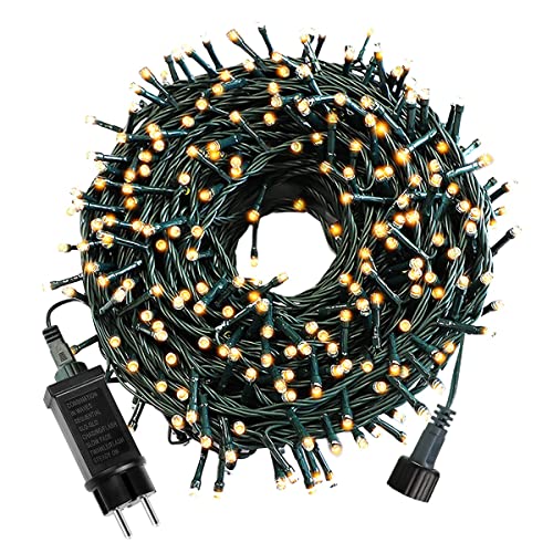 20m RGB LED-Lichterkette für Außen, 8 Leuchtmodi, IP65 wasserdicht, für Feiern, Hochzeiten, Balkone, Weihnachten und Halloween (Warmes Weiß, 30 M) von AIMENGTE