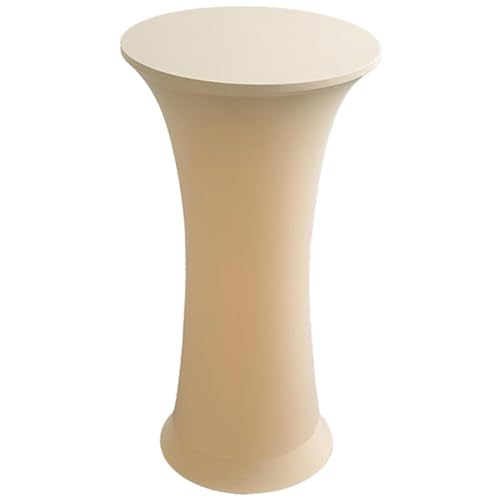 Stehtisch Hussen Stehtische Spandex Stretch Tischdecke, Für Tische Mit Rundem Boden Tische Mit Runder Fußplatte Runder Bistrotisch Stehtisch (Beige,80cm-1PC) von AIMENJOY