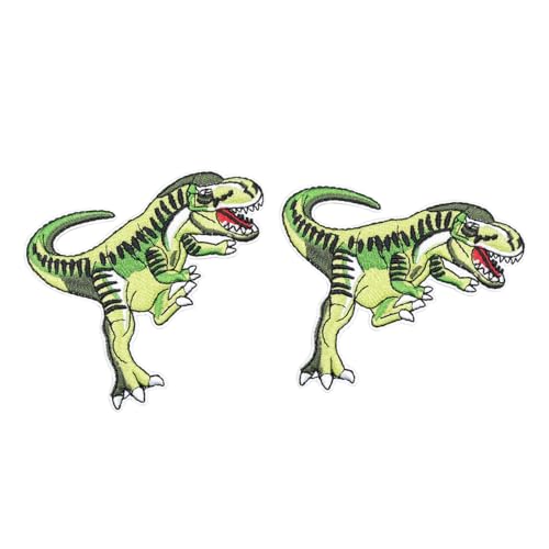 2 Stück Cartoon-Tier-Dinosaurier-Stickerei, Heißschmelz-Patch, Kleidung, Tasche, Hut, Schal, Bügeltuch 2 Stück Cartoon-Tier-Dinosaurier-Stickerei, Heißschmelz-Patch, Kleidung, Tasche, Hut, Schal, Bügeltuch von AIMPLANACT