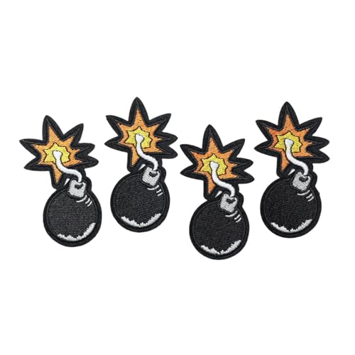 4 x Bomben-Stickerei-Aufnäher für Schuhe, Mützen, Socken, Kleidung, Dekoration 4 x Bomben-Stickerei-Aufnäher für Schuhe, Mützen, Socken, Kleidung, Dekoration von AIMPLANACT
