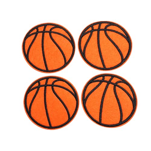 Cartoon Basketball Fußball Baseball Finger Bär Stickerei Hot Melt Patch Dekoration Kleidung Tasche Hut Socken (4 Stück Basketball-Aufnäher) von AIMPLANACT