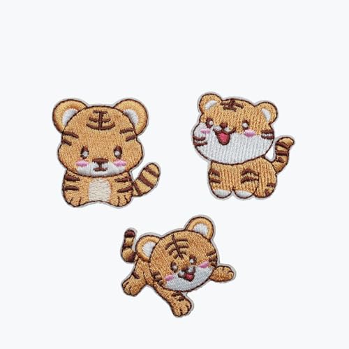 Set mit 3 Tiger-Stickereien, zum Abziehen und Aufkleben, Schuhsocken, dekorative Flicken Set mit 3 Tiger-Stickereien, zum Abziehen und Aufkleben, Schuhsocken, dekorative Flicken von AIMPLANACT