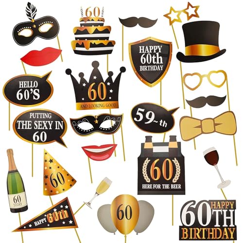 AINIUNIU Fotoautomaten-Requisiten zum 60. Geburtstag, 24 Stück Lustige Fotoautomat Requisiten Foto Booth Props für Geburtstag Hochzeit Disco Karneval Party Zubehör, Foto Requisiten AINIUNIU Fotoautomaten-Requisiten zum 60. Geburtstag, 24 Stück Lustige Fotoautomat Requisiten Foto Booth Props für Geburtstag Hochzeit Disco Karneval Party Zubehör, Foto Requisiten von AINIUNIU
