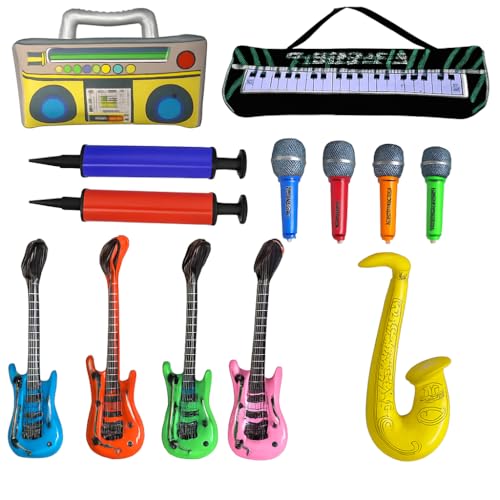 AINIUNIU 13 Stück Luftgitarre Rockstar Aufblasbare Air-Guitar Luft-Gitarren, Aufblasbare Party Props, Aufblasbare Gitarre Accessoire für Disko Mottopartys, Karneval und Fasching AINIUNIU 13 Stück Luftgitarre Rockstar Aufblasbare Air-Guitar Luft-Gitarren, Aufblasbare Party Props, Aufblasbare Gitarre Accessoire für Disko Mottopartys, Karneval und Fasching von AINIUNIU