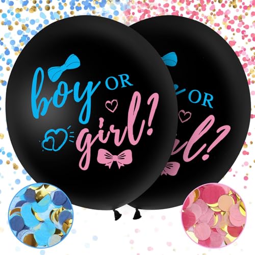AINIUNIU 2 Stück Gender Reveal Ballon XXL in Schwarz, 36 Zoll Geschlecht Verkünden Ballons, inkl. Rosa & Blauen Konfetti, Boy or Girl- Kinderluftballons für Gender Reveal Party Deko AINIUNIU 2 Stück Gender Reveal Ballon XXL in Schwarz, 36 Zoll Geschlecht Verkünden Ballons, inkl. Rosa & Blauen Konfetti, Boy or Girl- Kinderluftballons für Gender Reveal Party Deko von AINIUNIU