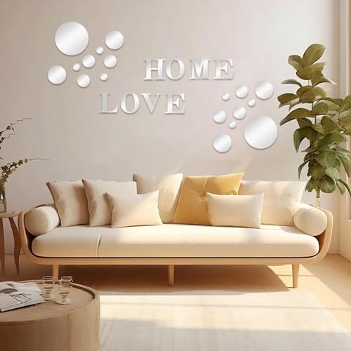 AINIUNIU 26 Stück 3D Spiegel Wandaufkleber, Runden Spiegel Wandaufkleber, Love Home Selbstklebend Acryl Wandsticker, DIY Deko Wandtattoo für Schlafzimmer, Hintergrund Wandkunst, Kinderzimmer Deko AINIUNIU 26 Stück 3D Spiegel Wandaufkleber, Runden Spiegel Wandaufkleber, Love Home Selbstklebend Acryl Wandsticker, DIY Deko Wandtattoo für Schlafzimmer, Hintergrund Wandkunst, Kinderzimmer Deko von AINIUNIU