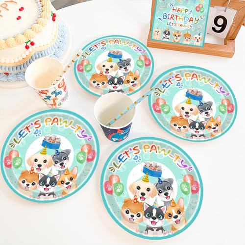 AINIUNIU Hund Partygeschirr Geburtstag Deko, Welpen Geschirr Pappteller Servietten, 20 Teller + 20 Servietten, Happy Birthday Deko Partyzubehör, Kindergeburtstag Party Babydusche, 20 Gäste AINIUNIU Hund Partygeschirr Geburtstag Deko, Welpen Geschirr Pappteller Servietten, 20 Teller + 20 Servietten, Happy Birthday Deko Partyzubehör, Kindergeburtstag Party Babydusche, 20 Gäste von AINIUNIU