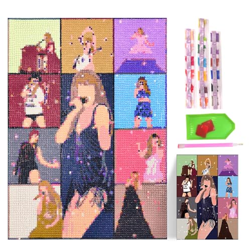 AINIUNIU TS Diamond Painting Set für Erwachsene, Diamant Painting Set Art Kits Diamond Painting, Musik Singer Diamant Bilder Arts Craft für Home Wall Decoration Geschenk 30x40CM von AINIUNIU