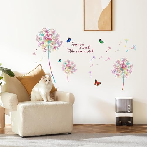 AINIUNIU Wandtattoo Pusteblume, Wandsticker für Kinderzimmer Mädchen, Bunt Wandsticker Löwenzahn für Schlafzimmer, Schmetterling Blumen Pflanzen Wandaufkleber für Babyzimmer Wohnzimmer Wandeko AINIUNIU Wandtattoo Pusteblume, Wandsticker für Kinderzimmer Mädchen, Bunt Wandsticker Löwenzahn für Schlafzimmer, Schmetterling Blumen Pflanzen Wandaufkleber für Babyzimmer Wohnzimmer Wandeko von AINIUNIU
