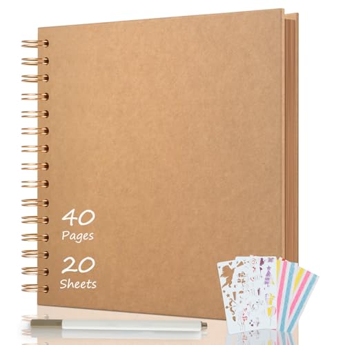AIOR Fotoalben Scrapbook 21x21cm Spiralalbum, Fotoalbum zum Selbstgestalten und Einkleben 40 Seiten Fotobuch für Geburtstag Hochzeit (Khaki) von AIOR