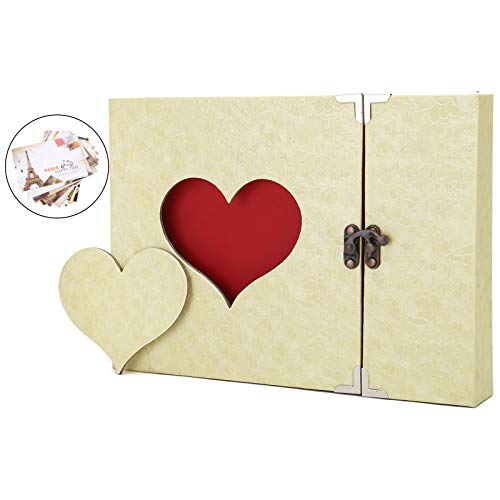 AIOR Fotoalbum zum Selbstgestalten, DIY Scrapbook Album Schwarze Seiten Fotobuch Groß zum Einkleben, Love Heart Fotoalben Hochzeit, Weihnachts Valentinstag Geburtstag Jahrestag Geschenk, Beige von AIOR