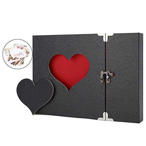 AIOR Fotoalbum zum Selbstgestalten, DIY Scrapbook Album Schwarze Seiten Fotobuch zum Einkleben Fotoalben, Gästebuch Hochzeit, Weihnachts Valentinstag Geburtstag Jahrestag Geschenk, Schwarz von AIOR