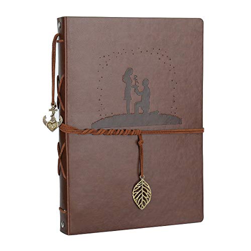 AIOR Fotoalbum zum Selbstgestalten, Leder Vintage Scrapbook Album Fotobuch, Gästebuch Geschenk für Frauen, Pärchen Geschenke, Heiratsantrag Hochzeit von AIOR