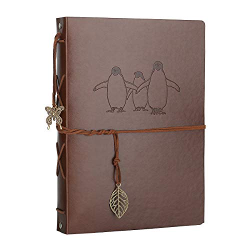 Fotoalbum zum Selbstgestalten, Schwarze Seiten Scrapbook Album Groß zum Einkleben, AIOR Vintage Leder Fotobuch Gästebuch Hochzeit Fotoalben, Hochzeitsalbum Weihnachten Jahrestag Geschenke, Pinguin Fotoalbum zum Selbstgestalten, Schwarze Seiten Scrapbook Album Groß zum Einkleben, AIOR Vintage Leder Fotobuch Gästebuch Hochzeit Fotoalben, Hochzeitsalbum Weihnachten Jahrestag Geschenke, Pinguin von AIOR