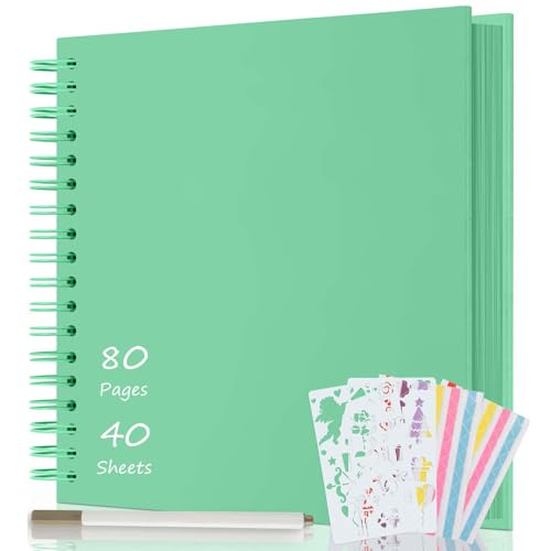AIOR Fotoalbum zum Selbstgestalten 24x24cm, DIY Scrapbook 80 Seiten Fotoalben zum Einkleben, Fotobuch Gästebuch für Baby Familie, Jahrestag Geburtstags Hochzeit Geschenk (Grün) von AIOR