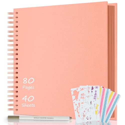 AIOR Fotoalbum zum Selbstgestalten und Einkleben, DIY Spiralalbum 80 Seiten, Fotoalben Scrapbook 30,5x30,5cm, Fotobuch für Baby Valentinstag Geburtstag Jahrestag Geschenk (Rosa) von AIOR