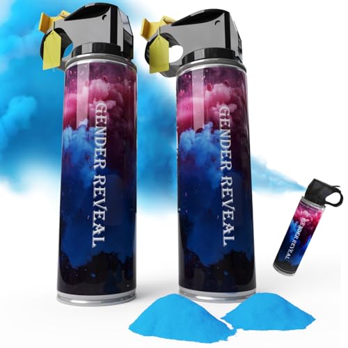 200g Gender Reveal Konfetti Kanone Poppers, Gender Reveal Rauchbombe, 100% Biologisch Abbaubare Babyparty Sicher Pulverrauch, Partyzubehör für Jungen Mädchen (100g pro Flasche Blau) von AIOWZZY