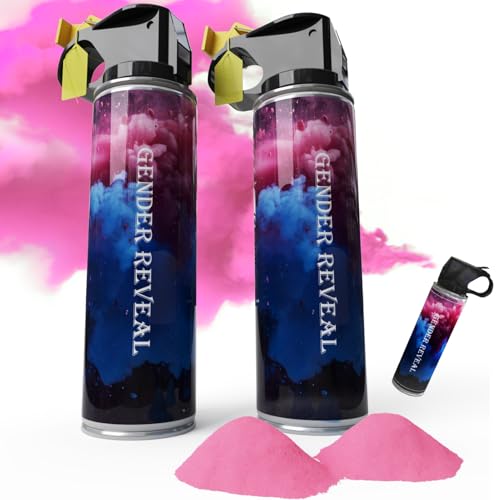 200g Gender Reveal KonfettiKanone Poppers, Gender Reveal Rauchbombe, 100% Biologisch Abbaubare Babyparty Sicher Pulverrauch, Partyzubehör für Jungen Mädchen (100g pro Flasche Rosa) von AIOWZZY