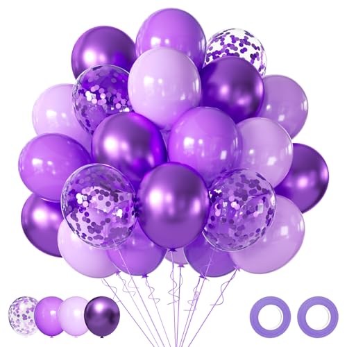 Luftballons Lila 60 Stück Lila Konfetti Ballons, Metallic Violett Ballons Macaron Latex Luftballons Geburtstag Party Luftballons für Mädchen Geburtstag Babyparty Hochzeit Prinzessinnen Deko Luftballons Lila 60 Stück Lila Konfetti Ballons, Metallic Violett Ballons Macaron Latex Luftballons Geburtstag Party Luftballons für Mädchen Geburtstag Babyparty Hochzeit Prinzessinnen Deko von AIOZX