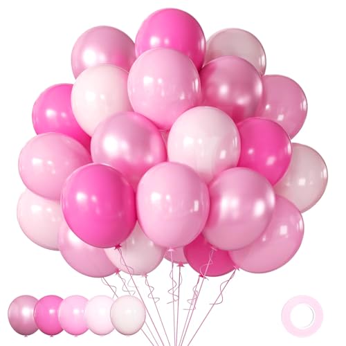 Rosa Luftballons Metallic Rosa Luftballon Hochzeit Set 60 Stück 30cm Helium Rosa Ballons Chrom Rosa Luftballons Baby Rosa Latex Luftballons für Geburtstag Hochzeit Babyparty Party Dekoration von AIOZX