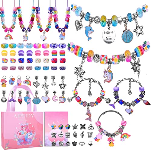 AIPRIDY Kit zur Herstellung von Armbändern mit Perlen mit großem Loch, Einhorn-Geschenkset für Mädchen im Teenageralter, für Mädchen im Alter von 6 7 8 9 10 11 12 Jahren von AIPRIDY