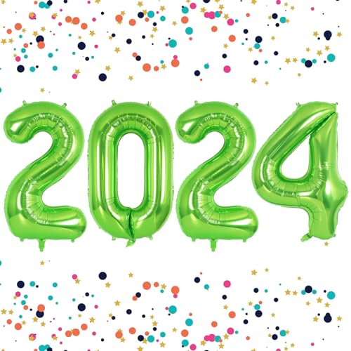 Grüner 2024 Ballon, 40 Zoll große Folie 2024 Zahlenballons, riesige große Mylar Helium Zahlenballons für 2024 Silvester Party Dekoration Geburtstag Weihnachten Abschluss Grüner 2024 Ballon, 40 Zoll große Folie 2024 Zahlenballons, riesige große Mylar Helium Zahlenballons für 2024 Silvester Party Dekoration Geburtstag Weihnachten Abschluss von AIQINHU