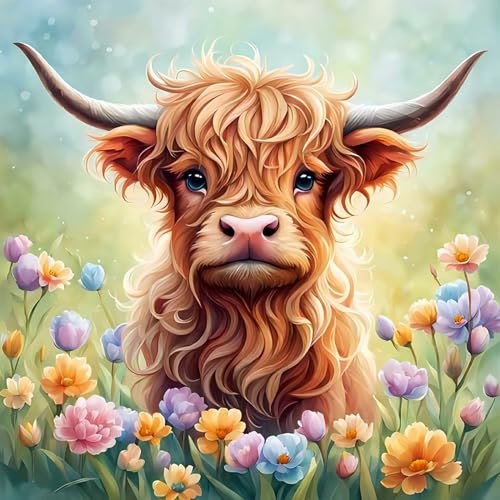 AIRDEA 5D Niedliche Hochlandkuh mit Blumenmuster Diamond Painting Erwachsene, DIY Diamond Painting Bilder Erwachsene, Diamantmalerei Bastel Set Nach Zahlen Heimdekor Geschenk 30x30CM AIRDEA 5D Niedliche Hochlandkuh mit Blumenmuster Diamond Painting Erwachsene, DIY Diamond Painting Bilder Erwachsene, Diamantmalerei Bastel Set Nach Zahlen Heimdekor Geschenk 30x30CM von AIRDEA