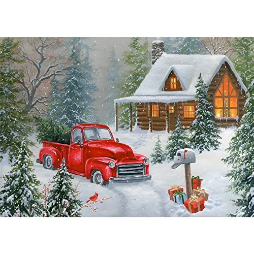 AIRDEA 5D Weihnachten Diamond Painting Bilder Anfänger,DIY Runder Vollbohrer Haus Diamant Painting Set für Erwachsene Kinder,malen nach Zahlen Roter Pickup Diamant Painting Bilder Heim Dekor 30x40cm von AIRDEA