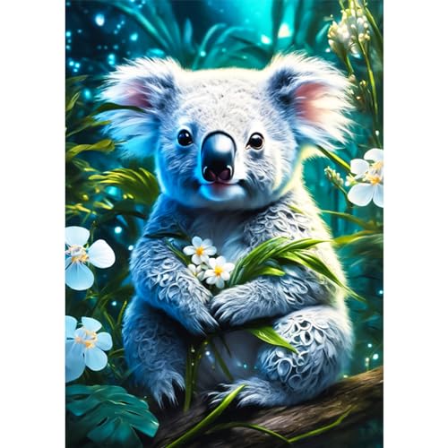 AIRDEA 5D Wunderschöne Koala Blumen Diamond Painting, Diamant Painting Erwachsene Set, Full Drill Bilder Diamant Malerei Poster Kreuzstich Kits 30x40cm von AIRDEA