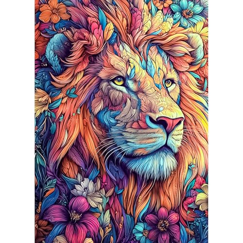 AIRDEA Bunter Löwe Diamond Painting Erwachsene, DIY 5D Blume Diamant Painting Bilder, Bastelset Erwachsene Frauen als Haus Wanddeko 30x40 cm von AIRDEA